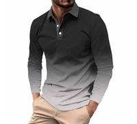 Camisas con botones de 1/4 para hombre, casual, manga larga, color degradado, ajuste delgado, ligero, transpirable, polo, clásico, cómodo, cuello de solapa, polo, elástico, para oficina, trabajo