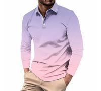 Camisas con botones de 1/4 para hombre, casual, manga larga, color degradado, ajuste delgado, ligero, transpirable, polo, clásico, cómodo, cuello de solapa, polo, elástico, para oficina, trabajo