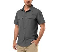Camisas con Botones para Hombre, Camisa con Protección UV, Camisa Casual para Hombre, Transpirable, Secado Rápido, para Senderismo, Pesca, Viajes, Safari