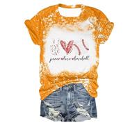 Camisas con estampado casual para mujer, cuello redondo, manga corta, tops, túnica, blusa, blusa, hombros descubiertos, para mujer, amarillo, XL