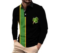 Camisas de 1/4 botones para hombre, casual, manga larga, estampado del día de San Patricio, ajuste delgado, ligero, transpirable, polo, clásico, cómodo, cuello de solapa, camisas de colores para