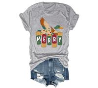 Camisas de caza de patos para hombre y mujer, estilo vintage, con texto en inglés "Merry Christmas", para caza de patos, gris, S