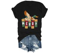 Camisas de caza de patos para hombre y mujer, estilo vintage, con texto en inglés "Merry Christmas", para caza de patos, Negro, S