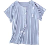 Camisas De Cirugía Hombro For Hombres, Camiseta Manga Corta Con Corte Completo, Ropa Quimioterapia Adaptable Sujetadores Adhesivos(Men Blue,Medium)