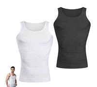 Camisas de compresión de hombres, 2 Pack chaleco de cuerpo adelgazante Vest Control de la abdominación de estribos abdomen camiseta sin mangas