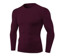 Camisas de compresión de manga larga para hombre, ropa interior deportiva fresca y seca, camiseta de entrenamiento atlético, capa base, para correr, paquete de 1/2 unidades, #1granate, Large