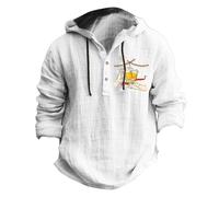 Camisas de franela a cuadros para hombre, camiseta de Navidad para hombre, casual, con capucha, para primavera y otoño, manga larga, estampada, camisas de tiro para hombre, Reino Unido, blanco, XL