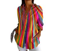 Camisas de gasa de manga larga con botones para mujer, con solapa, ligeras, modernas, de verano, cuello gráfico, blusas de lino, casuales, holgadas, ropa de playa de gran tamaño, hot pink, 5XL