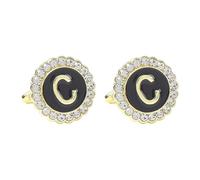 Camisas de gemelos para hombre y hombre, gemelos negros, circonita cúbica, chapado en oro y plata, 26 letras para marido, papá, día de San Valentín, negocios, día del padre, 1.8x1.8CM, Chapado en oro,