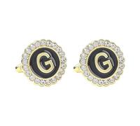 Camisas de gemelos para hombre y hombre, gemelos negros, circonita cúbica, chapado en oro y plata, 26 letras para marido, papá, día de San Valentín, negocios, día del padre, 1.8x1.8CM, Chapado en oro,