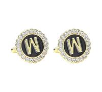 Camisas de gemelos para hombre y hombre, gemelos negros, circonita cúbica, chapado en oro y plata, 26 letras para marido, papá, día de San Valentín, negocios, día del padre, 1.8x1.8CM, Chapado en oro,