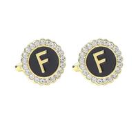 Camisas de gemelos para hombre y hombre, gemelos negros, circonita cúbica, chapado en oro y plata, 26 letras para marido, papá, día de San Valentín, negocios, día del padre, 1.8x1.8CM, Chapado en oro,