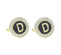 Camisas de gemelos para hombre y hombre, gemelos negros, circonita cúbica, chapado en oro y plata, 26 letras para marido, papá, día de San Valentín, negocios, día del padre, 1.8x1.8CM, Chapado en oro,