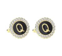 Camisas de gemelos para hombre y hombre, gemelos negros, circonita cúbica, chapado en oro y plata, 26 letras para marido, papá, día de San Valentín, negocios, día del padre, 1.8x1.8CM, Chapado en oro,