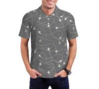 Camisas de Golf clásicas de Manga Corta con Botones y Estampado de rutas aéreas Alrededor del Mundo para Hombre, Camisetas Que absorben la Humedad