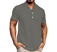 Camisas de golf para hombre, manga corta, polo Henry, color liso, informal, ajustadas, camisetas de verano, gris oscuro, 5XL