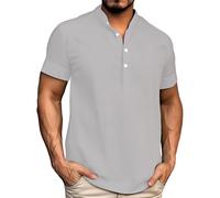 Camisas de golf para hombre, manga corta, polo Henry, color liso, informal, ajustadas, camisetas de verano, gris, 5XL