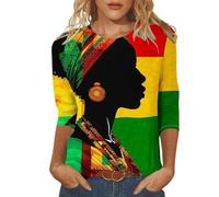 Camisas de historia negra para mujer, manga 3/4, cuello redondo, camisetas casuales para el orgullo de verano, celebrando el mes de la historia negra, camisetas afroamericanas, #03-verde, L