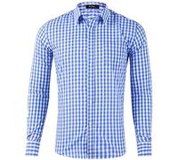 Camisas de Hombre Manga Larga-Camisa A Cuadros Pequeña para Hombre Camisa de Solapa Casual Ajustada Camisas de Hombre Elegantes