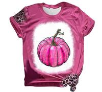 Camisas de impresión de moda para mujer, cuello redondo, manga corta, túnica, blusa para mujer, túnica, Rosa., XL