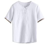 Camisas De Lino Camiseta Ligera De Manga Corta para Hombre con Cierres Tradicionales Chinos De Rana Diseñados con Un Estilo