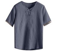 Camisas De Lino Camiseta Ligera De Manga Corta para Hombre con Cierres Tradicionales Chinos De Rana Diseñados con Un Estilo