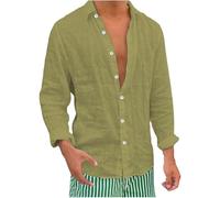 Camisas de lino de manga larga para hombre, camisas casuales con botones para hombre, ligeras, transpirables, para verano, playa, casual, hawaiana, vacaciones, ajuste holgado, camisetas de color