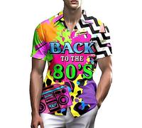Camisas de los años 80 para hombre, divertido traje vintage de los años 90 para hombre, camisas hawaianas con botones de los años 90, camisa de playa para hombre, ropa de los años 80, Volver a los
