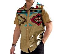 Camisas de Manga Corta Impresas en 3D africanas para Hombres Botones de Solapa Retro Étnico Africano Dashik Hippie Tops