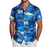 Camisas de manga larga con botones para hombre, estilo casual, estampadas, elegantes, cómodas, transpirables, para uso diario y actividades al aire libre, verano, azul oscuro, S