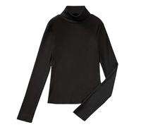 Camisas de manga larga con cuello alto falso para niñas, camiseta interior suave y ajustada, cálida e informal, capa base para otoño e invierno, cómoda para todo el día (9) color negro