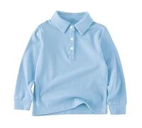 Camisas de manga larga con cuello para niños y niñas, camisetas lisas con botones para uniforme escolar, a, 2-3 años