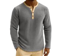 Camisas de manga larga para hombre, ajuste regular, cuello redondo, con textura, cómodas, con botones, ligeras, transpirables, deportivas, informales, básicas, a presión, gris, 5XL