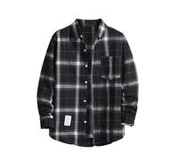 Camisas de manga larga para hombre, camisa hawaiana informal para primavera y verano, playa, blusas de solapa de fácil cuidado, con botones, para mayor comodidad y estilo, Negro, XXL