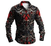 Camisas de manga larga para hombre camisa informal de manga larga para hombre, Impresión 3D de carnaval medieval, cuello de solapa