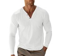 Camisas de manga larga para hombre, de algodón, con 3 botones, para primavera, informales, color liso, suaves, básicas, paquete de camisas 2025, blanco, XXL