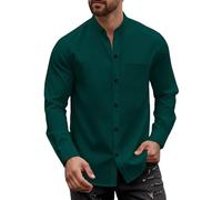 Camisas de manga larga para hombre, manga larga, cuello redondo, camisa de ocio, camisa de verano de un solo pecho para hombres, corte relajado, manga larga transpirable, Negro y verde., S