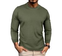 Camisas de manga larga para hombre, ropa interior térmica, suéter casual, capa base de punto, Ejercito Verde, M