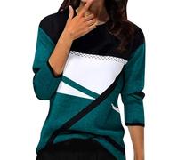 Camisas de manga larga para mujer, colores modernos, blusas de invierno y otoño, cuello redondo, ajuste holgado, blusas casuales elegantes, 1e-verde, L