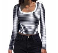 Camisas de manga larga para mujer, de punto acanalado, casual, para todas las mujeres, camisas de cuello de manga larga, ajuste casual, tops de punto acanalado, para otoño, trabajo, trabajo básico