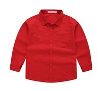 Camisas de manga larga para primavera y estilos para niñas camisas con cuello de traje de color liso de manga larga disfraces de rendimiento para camisas casuales moda infantil, rojo, 10-11 años