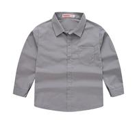 Camisas de manga larga para primavera y estilos para niñas camisas con cuello de traje de color liso de manga larga disfraces de rendimiento para camisas casuales moda infantil, gris, 10-11 años