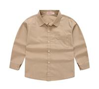 Camisas de manga larga para primavera, y estilos para niñas Camisas con cuello de traje, trajes de manga larga de color liso para camisas informales, camisa corta, caqui, 11-12 años