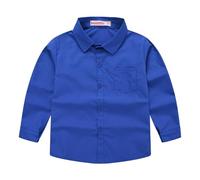 Camisas de manga larga para primavera, y estilos para niñas Camisas con cuello de traje, trajes de manga larga de color liso para camisas informales, camisa corta, azul, 10-11 años