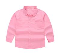 Camisas de manga larga para primavera, y estilos para niñas Camisas con cuello de traje, trajes de manga larga de un solo color para camisas informales, ropa, Rosa., 5-6 años