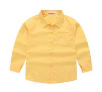 Camisas de manga larga para primavera, y estilos para niñas camisas con cuello de traje, trajes de manga larga de un solo color para camisas informales, camisas de hombre, amarillo, 10-11 años