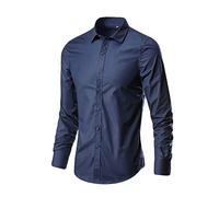 Camisas de negocios para hombre adulto camisas inteligentes casuales de manga larga slim fit vintage cuello solapa botón abajo camisa clásica formal oficina trabajo camisa ocio ligero transpirable