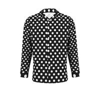 Camisas de negocios para hombre, ajustadas, camisa de vestir formal de lunares con botones, camisa de manga larga sin planchado, Oxford, cuello de solapa, parte superior de oficina, estilo urbano