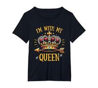 Camisas de Pareja Queen King a Juego, I'm with MY Queen Camiseta, Mujer Tallas Grandes, Negro, 5XL Grande