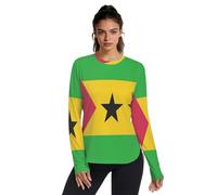 Camisas de protección solar para mujer, con protección solar UPF50+, de secado rápido, ligeras, de manga larga, para atletismo, senderismo, viajes, Bandera Nacional de Santo Tomé y Príncipe, XL